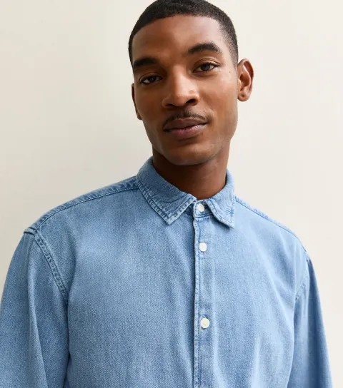 Light Blue Regular Denim Long Sleeve Shirt