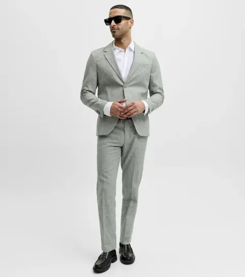 Grey Cotton Rich Regular Tailored Trousers