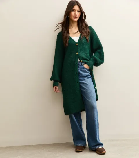 Dark Green Longline Cardigan