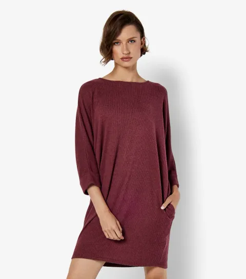 Soft Ribbed Cocoon Mini Dress