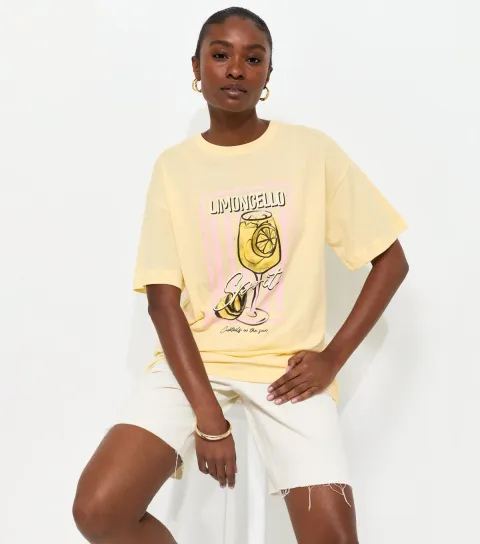 Light Yellow Cotton Limoncello Oversized T-Shirt