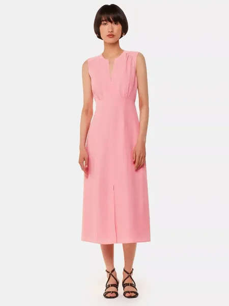 Whistles Abbie Zip Front Sleeveless Midi Dress
