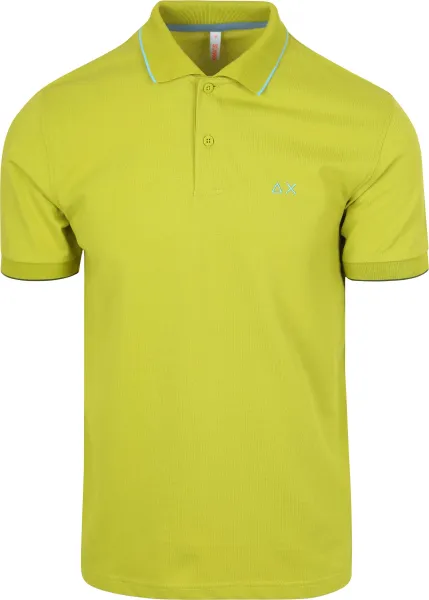 Sun68 Polo Shirt Small Stripe Collar Light Green maat L