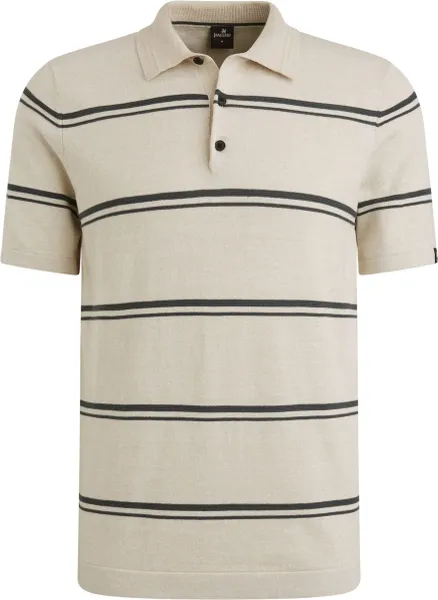 Vanguard Knitted Polo Shirt Stripes Beige maat L