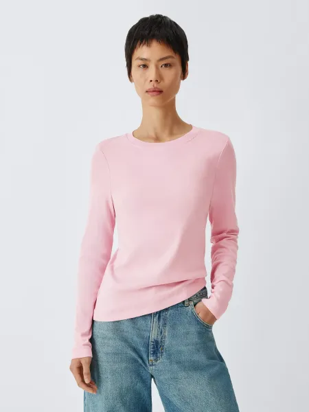 John Lewis Organic Cotton Long Sleeve Crew Neck T-Shirt