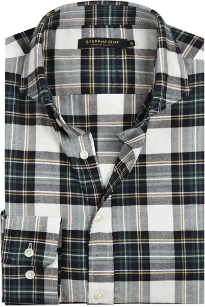 Steppin' Out Flannel Shirt Checks Black Green maat L