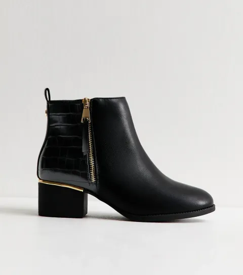 Wide Fit Black Zip Up Ankle Boots