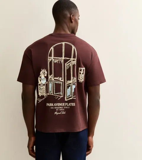 Dark Brown Regular Park Avenue Logo T-Shirt