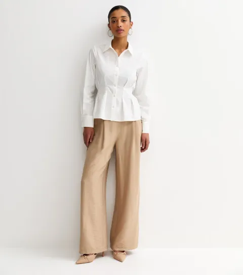 Stone Pull On Wide Leg Trousers