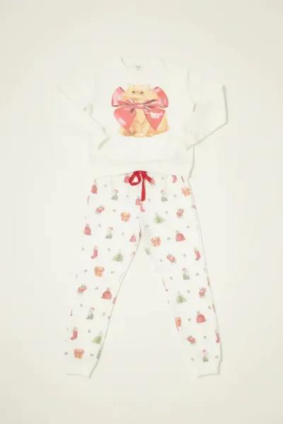 PJ Salvage Feline Festive Cat Print Sweater as seen on Chloe Sims