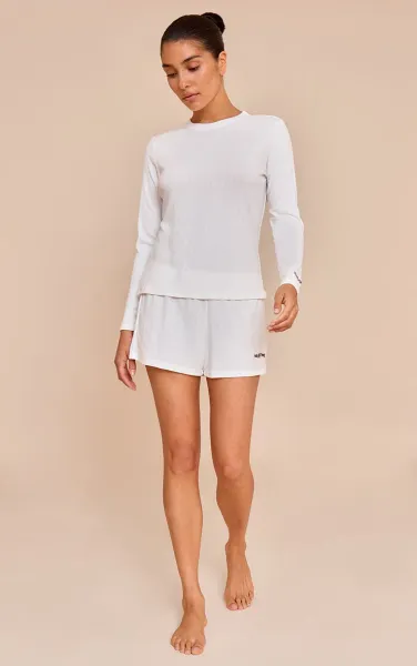 PRETTYLITTLETHING Petite White Embroidered Pointelle Pj Set