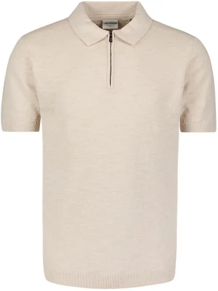 No Excess Half Zip Polo Shirt Ecru Off-White Beige maat L