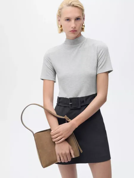 Mango Bima Short Sleeve High Neck Mini Dress