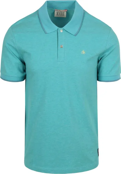 Scotch And Soda Melange Polo Shirt Turqoise Blue Turquoise maat L