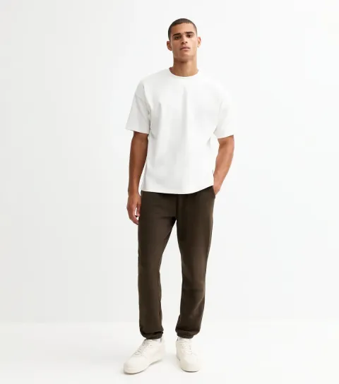 Dark Brown Regular Fit Jersey Joggers