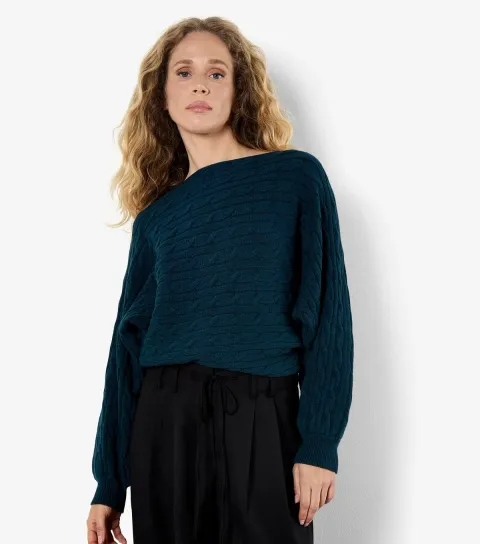 Teal Batwing Sleeve Knit Jumper