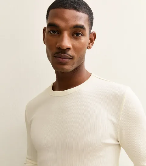 Off White Regular Long Sleeve Rib T-Shirt