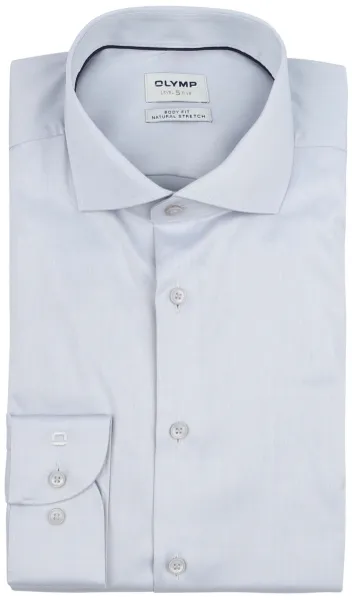 Olymp Level 5 Shirt Twill Silver Off-White Grey size 37