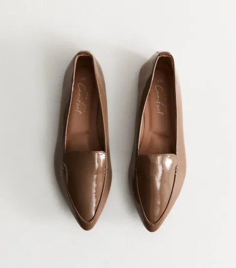 Light Brown Faux Leather Pointed Toe Loafers Vegan
