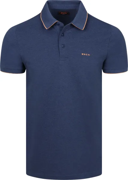NZA Polo Henley Piqué Navy Sky Blue Dark Blue maat M