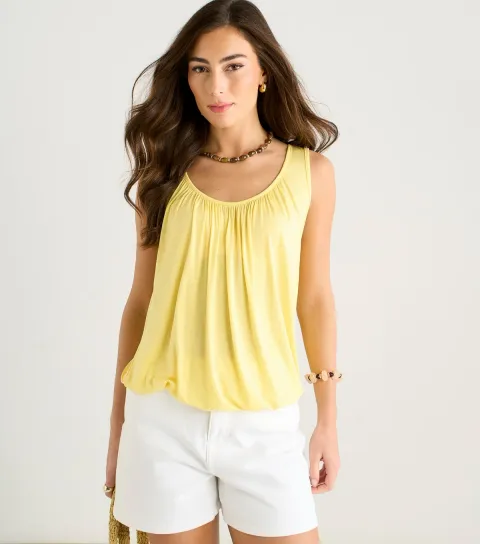 Yellow Round Neck Sleeveless Vest Top