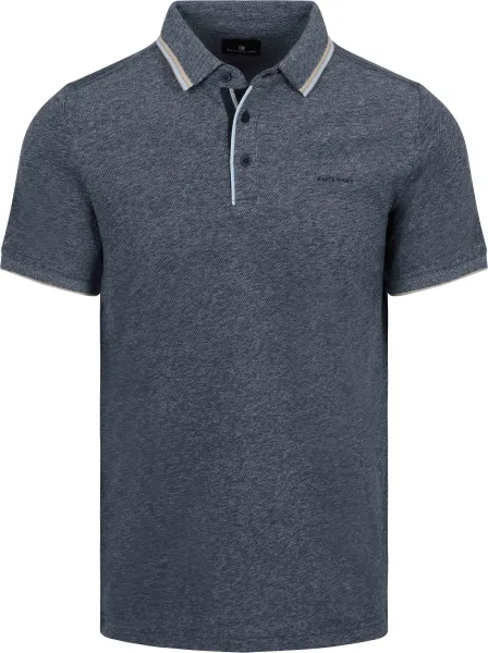 State of Art Polo Shirt Tipping Cotton Linen Navy Blue Dark Blue maat 3XL