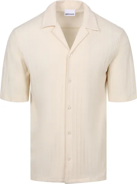 Supply & Co Short Sleeve Shirt Stretch Off White Off-White maat L