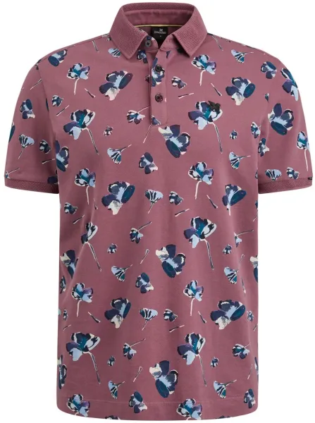 Vanguard Polo Shirt Piqué Flowers Dark Pink maat M