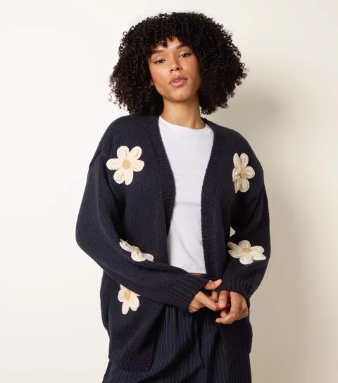 Navy Daisy Knit Cardigan