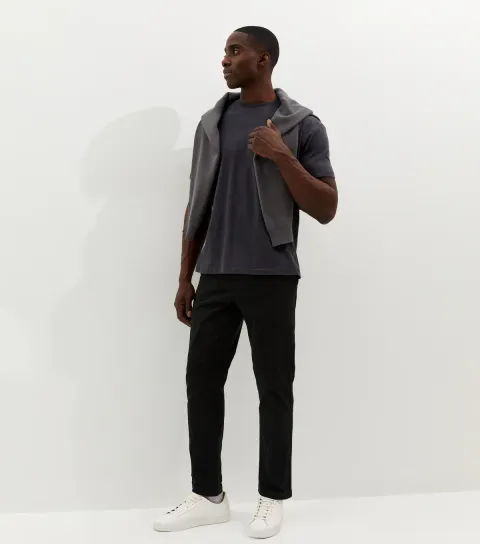 Black Straight Chino Trousers