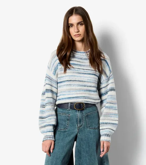 Navy Multicoloured Stripe Jumper