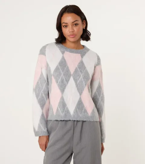 Pink Argyle Knit Jumper