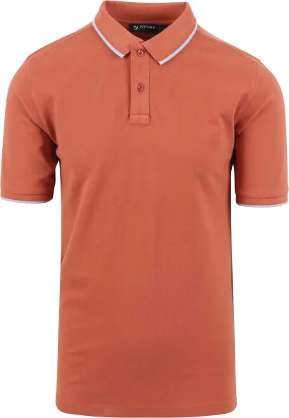Suitable Respect Polo Shirt Tip Ferry Terracotta Red Orange maat L