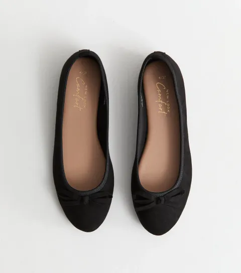 Black Faux Suede Ballet Pumps Vegan