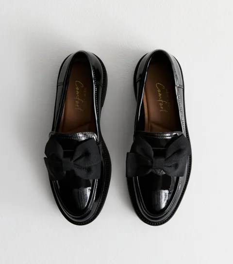 Black Patent Bow Loafers