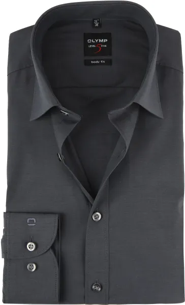 OLYMP Shirt Level 5 Body Fit Anthracite Dark Grey Grey size 36