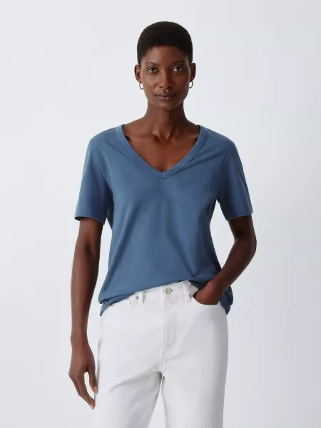 John Lewis Slub Cotton V-Neck T-Shirt