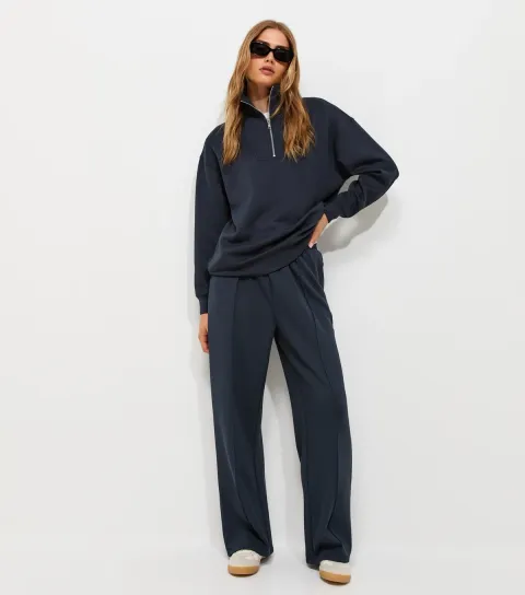 Premium Navy Wide Leg Joggers