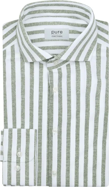 Pure Shirt Linen Optics Stripe Green size 38