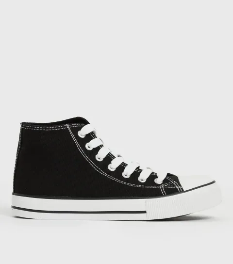 Black Canvas High Top Trainers Vegan