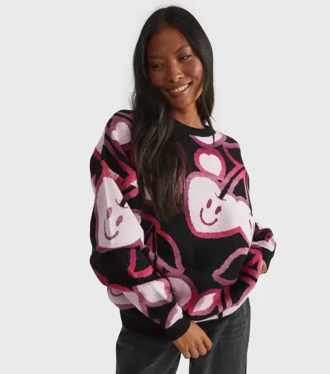 Black Cherry Pattern Jumper