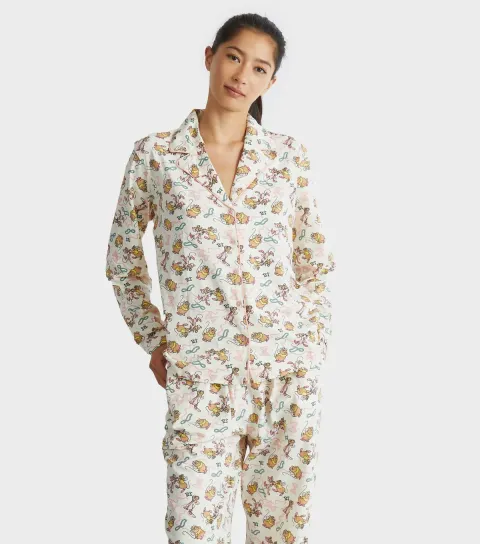 Cream Cinderlla Mice Print Shirt and Trousers Pyjama Set