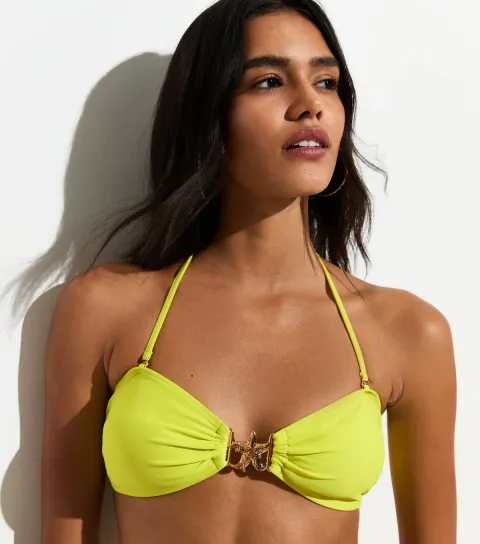 Bright Yellow Starfish Bandeau Bikini Top