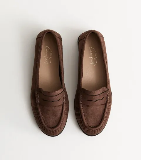 Brown Faux Suede Loafer Vegan