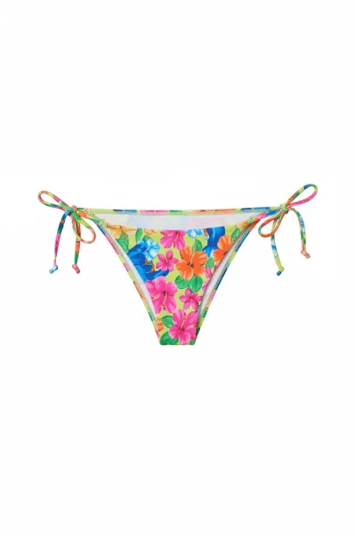 Frankies Bikinis Tia Floral String Bikini Bottom in Neon Surfer