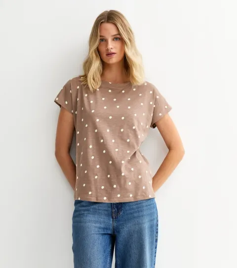 Mink Polka Dot Grown On Sleeve T-Shirt