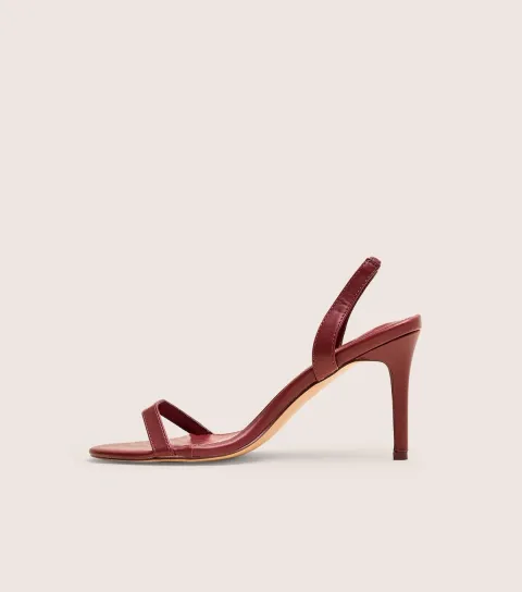 Wide Fit Dark Burgundy Slingback Stiletto Sandals