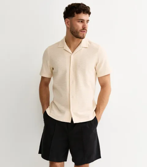 Cream Boucle Textured Regular Polo Shirt