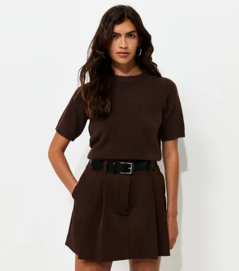 Dark Brown Short Sleeve Midweight Knit T-Shirt