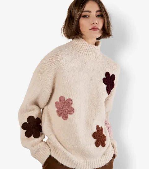 Stone Floral Embroidered Jumper